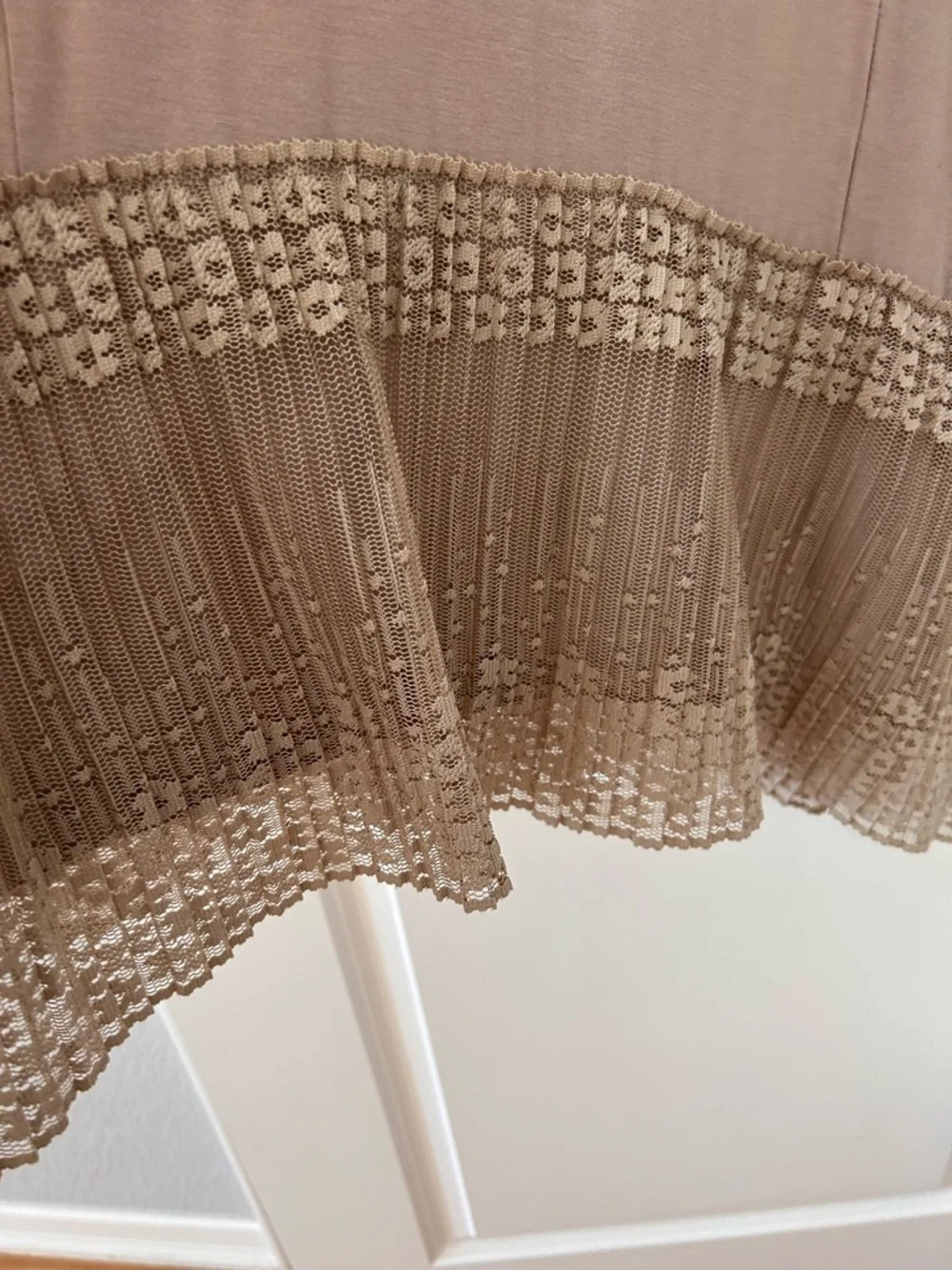 LOGO Midi pleated lace Hem Dress. Broomstick Lace. Lagenlook. Modest. Boho. MP - Picture 3 of 9